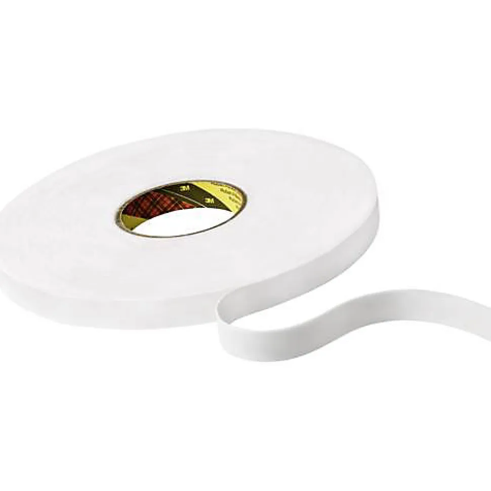3M 9508W Ruban adhésif double-face mousse PE blanc 66 m x 12 mm, 0,8 mm d'épaisseur