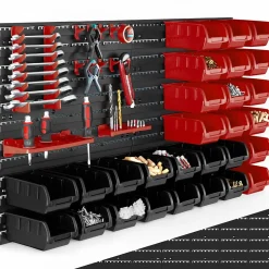Magazine de petites pièces avec 28 boîtes empilables et supports d'outils 44 pièces avec 2 plaques murales