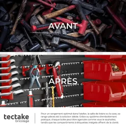 Magazine de petites pièces avec 28 boîtes empilables et supports d'outils 44 pièces avec 2 plaques murales
