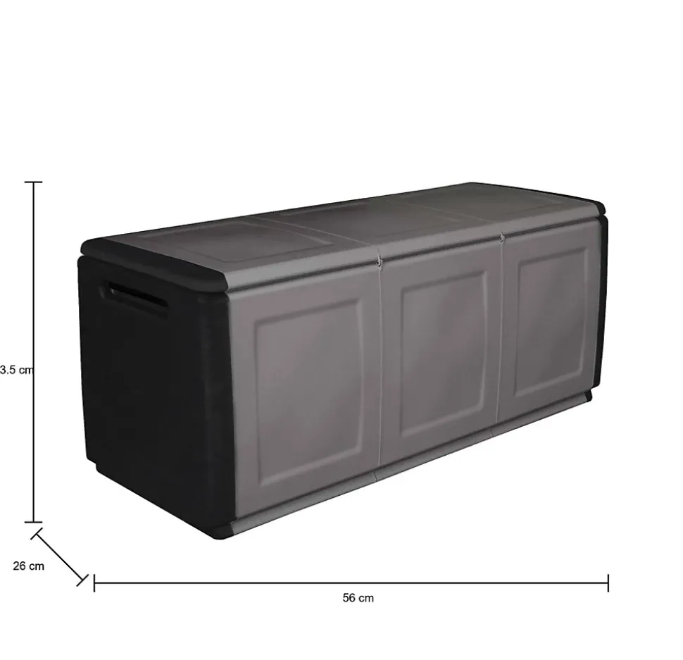 Malle Achse, Coffre polyvalent, Coffre de rangement, Boîte de rangement, 100% Made in Italy, 138x53h57 cm, Gris clair et noir