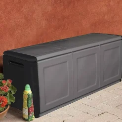 Malle Achse, Coffre polyvalent, Coffre de rangement, Boîte de rangement, 100% Made in Italy, 138x53h57 cm, Gris clair et noir