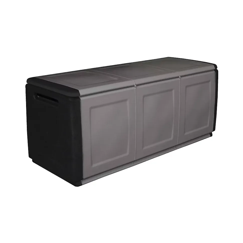 Malle Achse, Coffre polyvalent, Coffre de rangement, Boîte de rangement, 100% Made in Italy, 138x53h57 cm, Gris clair et noir