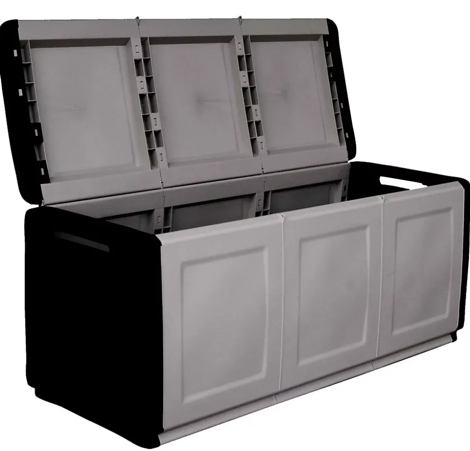 Malle Achse, Coffre polyvalent, Coffre de rangement, Boîte de rangement, 100% Made in Italy, 138x53h57 cm, Gris clair et noir