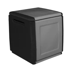 Malle Azziuro, Coffre polyvalent, Malle de rangement, Boîte de rangement, 100% Made in Italy, 54x53h57 cm, Gris clair et noir
