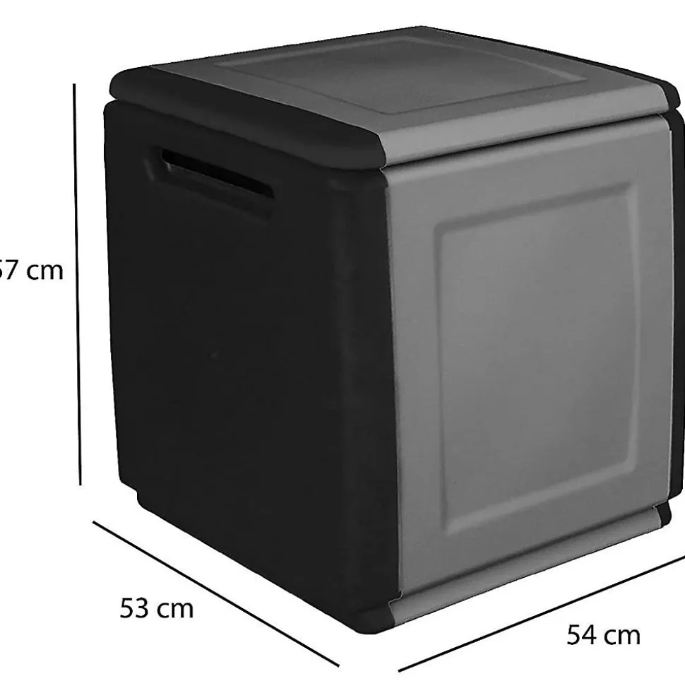 Malle Azziuro, Coffre polyvalent, Malle de rangement, Boîte de rangement, 100% Made in Italy, 54x53h57 cm, Gris clair et noir