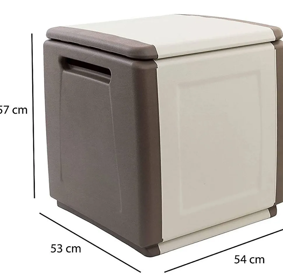 Malle Azziuro, Coffre polyvalent, Malle de rangement, Boîte de rangement, 100% Made in Italy, 54x53h57 cm, Beige et Marron