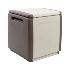 Malle Azziuro, Coffre polyvalent, Malle de rangement, Boîte de rangement, 100% Made in Italy, 54x53h57 cm, Beige et Marron