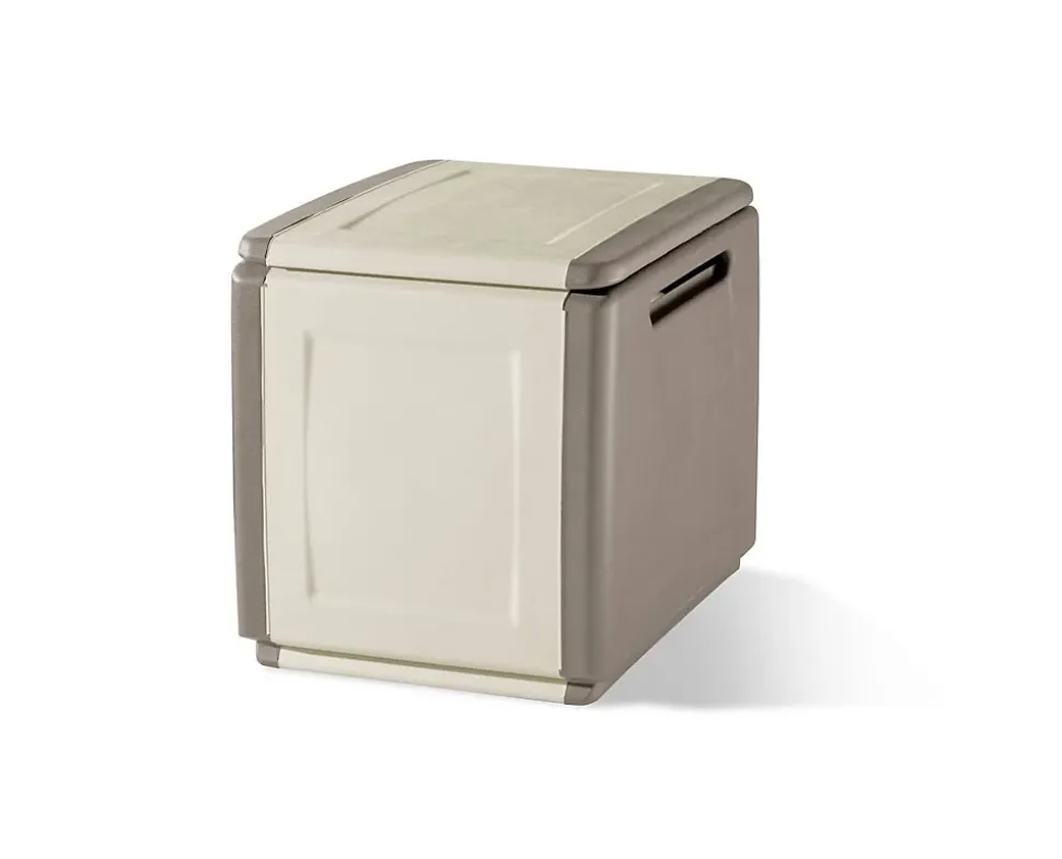 Malle Azziuro, Coffre polyvalent, Malle de rangement, Boîte de rangement, 100% Made in Italy, 54x53h57 cm, Beige et Marron