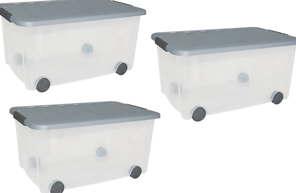 Malle de rangement 50 L transparent avec couvercle Curver Scotti vendue par 3 pièces
