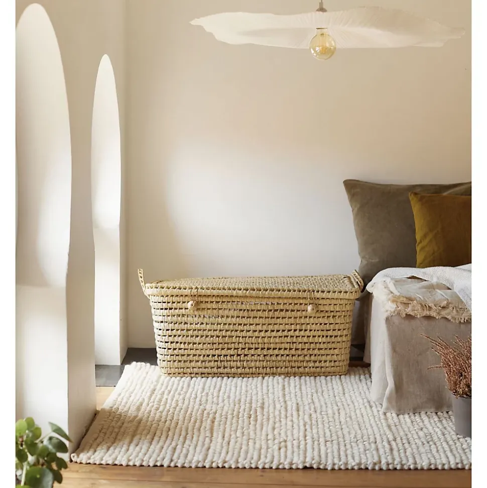 Malle de rangement feuille de palmier (80 cm - Naturel)