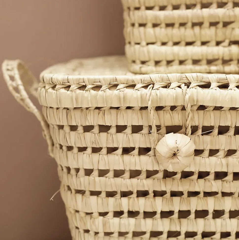 Malle de rangement feuille de palmier (60 cm - Naturel)