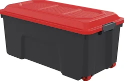 Malle de rangement 75L Locker noir et rouge avec couvercle vendue par 3 pièces