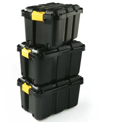 Malle de rangement 49L Skyda Form noir avec couvercle vendue par 3 pièces