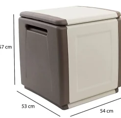 Malle Lille, Coffre polyvalent, Malle de rangement, Boîte de rangement, 100% Made in Italy, 54x53h57 cm, Beige et Marron