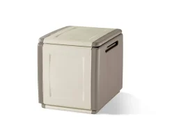 Malle Lille, Coffre polyvalent, Malle de rangement, Boîte de rangement, 100% Made in Italy, 54x53h57 cm, Beige et Marron