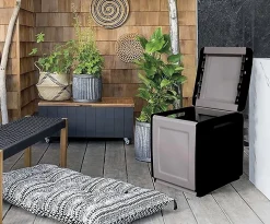 Malle Lille, Coffre polyvalent, Malle de rangement, Boîte de rangement, 100% Made in Italy, 54x53h57 cm, Gris clair et noir