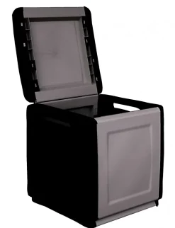 Malle Lille, Coffre polyvalent, Malle de rangement, Boîte de rangement, 100% Made in Italy, 54x53h57 cm, Gris clair et noir