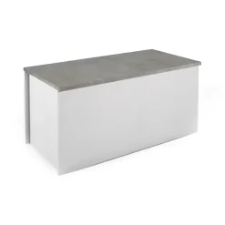 Malle Miltonia, Grande boîte de rangement polyvalente, Coffre moderne, 100% Made in Italy, 90x45h45 cm, Blanc et Ciment