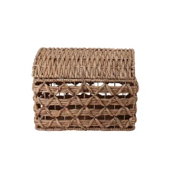 Malle rectangulaire en fibres naturelles Ornami avec couvercle taille L