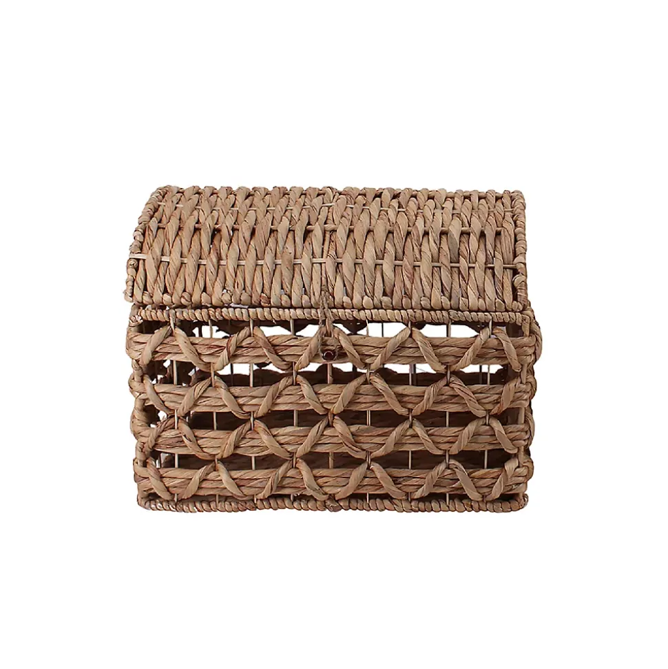 Malle rectangulaire en fibres naturelles Ornami avec couvercle taille L