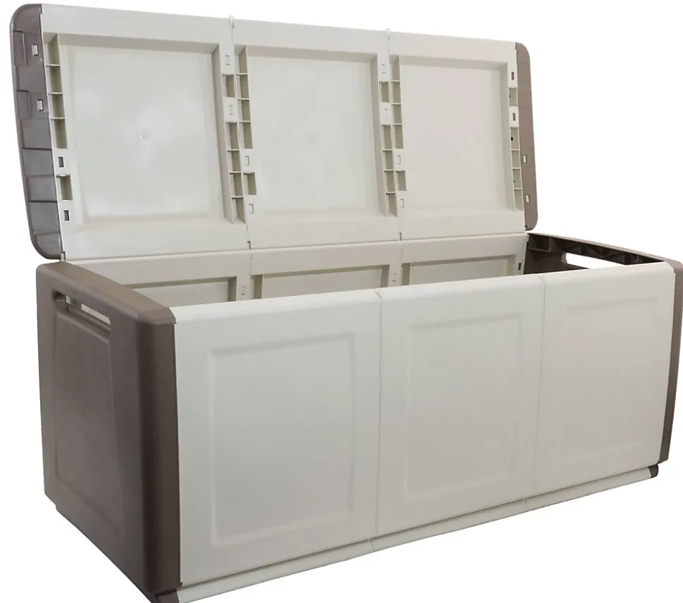 Malle Zele, Coffre polyvalent, Coffre de rangement, Boîte de rangement, 100% Made in Italy, 138x53h57 cm, Beige et Marron