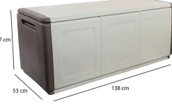 Malle Zele, Coffre polyvalent, Coffre de rangement, Boîte de rangement, 100% Made in Italy, 138x53h57 cm, Beige et Marron