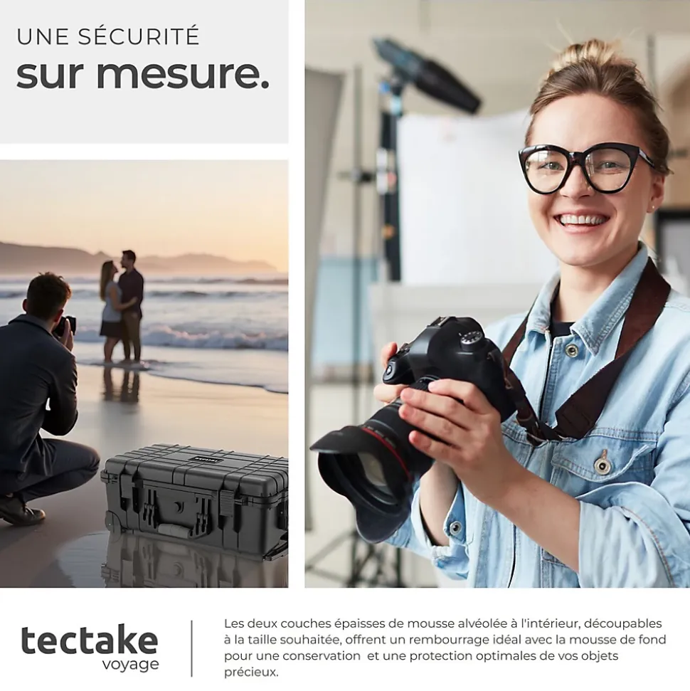 Mallette pour appareil photo avec une coque dure robuste noir