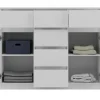 MALWA - Commode 6 tiroirs et 2 portes - 100x120x40 - chambre/bureau/salon - Blanc