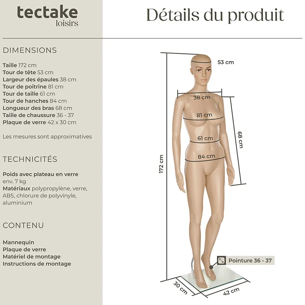 Mannequin de vitrine en Plastique Démontable