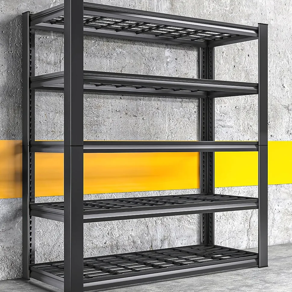 Mesh 185 - Étagère en métal 185x100x40 cm avec 5 tablettes en treillis capacité de charge 1365 kg noir