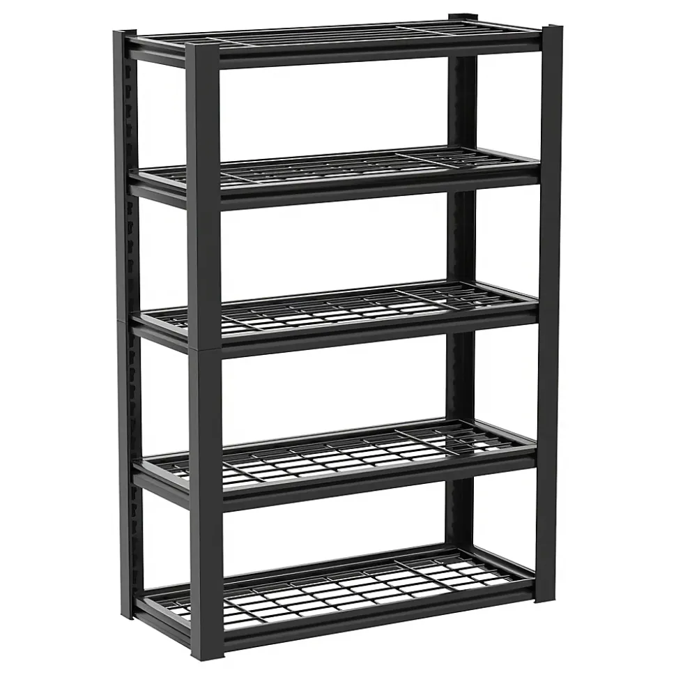 Mesh 185 - Étagère en métal 185x100x40 cm avec 5 tablettes en treillis capacité de charge 1365 kg noir