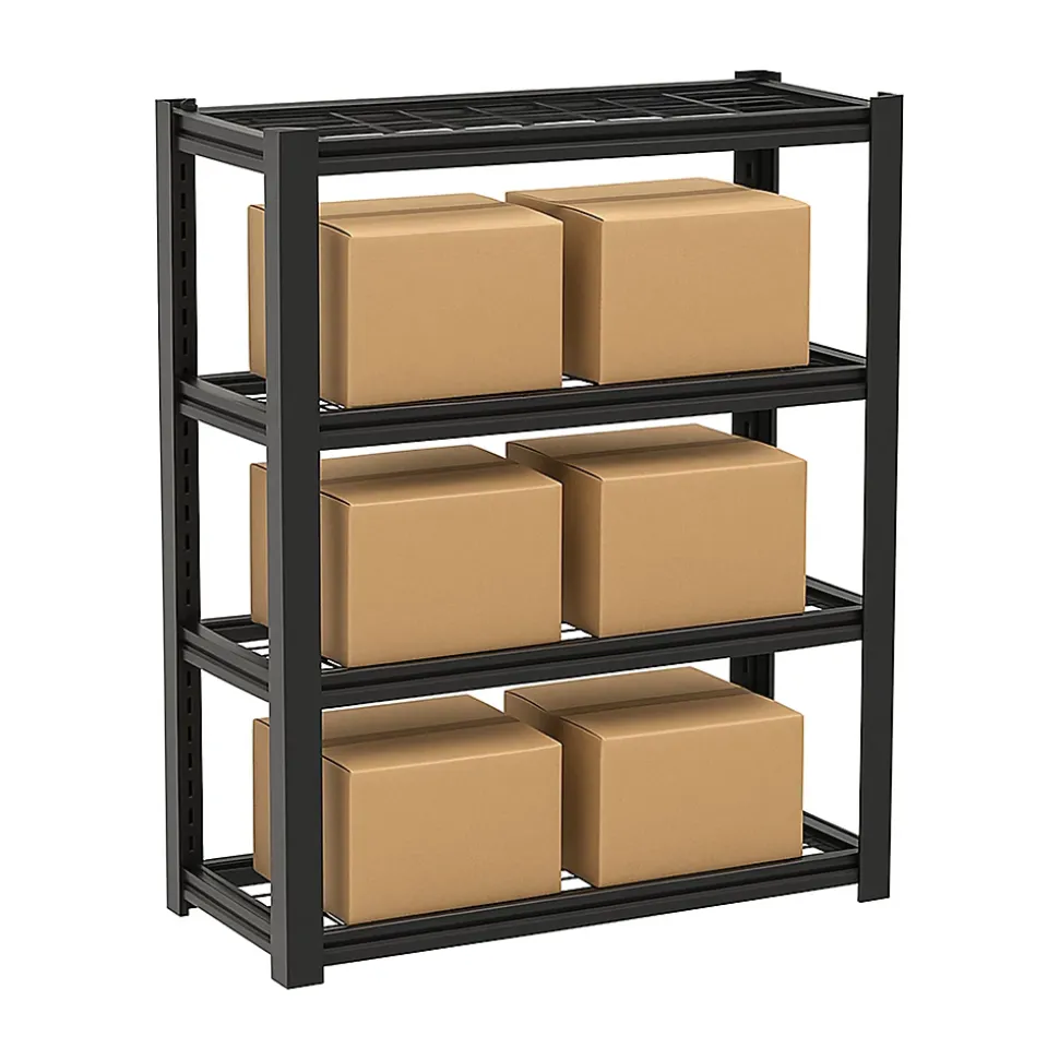 Mesh 150 - Étagère en métal 150x100x50 cm avec 4 étagères en treillis capacité de charge 1365 kg noir