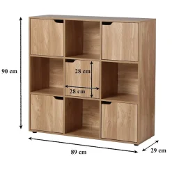 Meuble 9 cases avec 5 portes décor bois L89cm - MODU