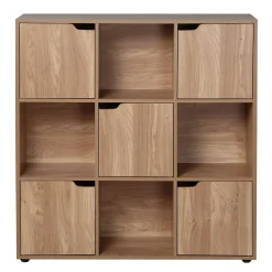 Meuble 9 cases avec 5 portes décor bois L89cm - MODU