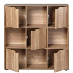Meuble 9 cases avec 5 portes décor bois L89cm - MODU