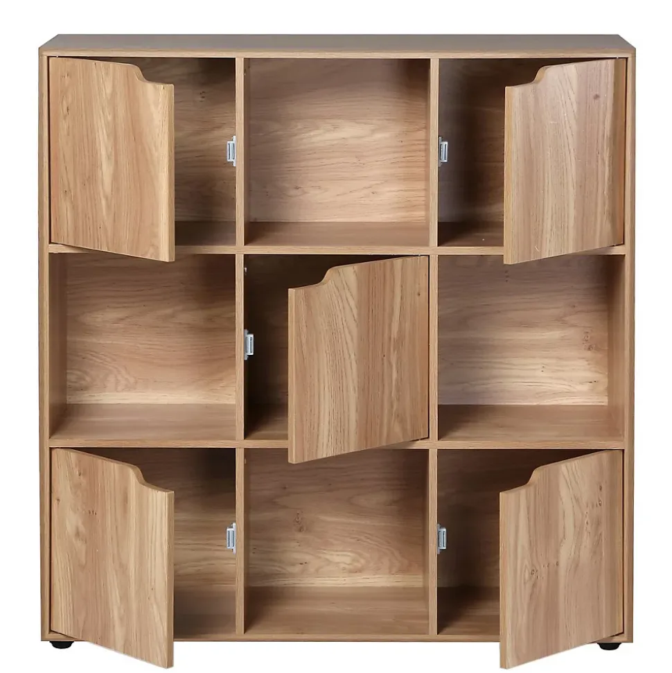 Meuble 9 cases avec 5 portes décor bois L89cm - MODU