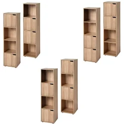 Meuble 4 cases décor bois 2 portes - Modu