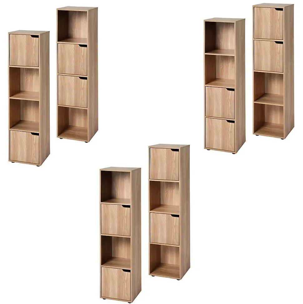 Meuble 4 cases décor bois 2 portes - Modu