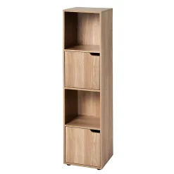 Meuble 4 cases décor bois 2 portes - Modu