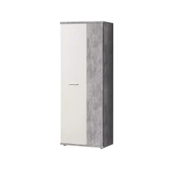 Meuble à chaussure 2 portes décor béton et blanc - CLASS