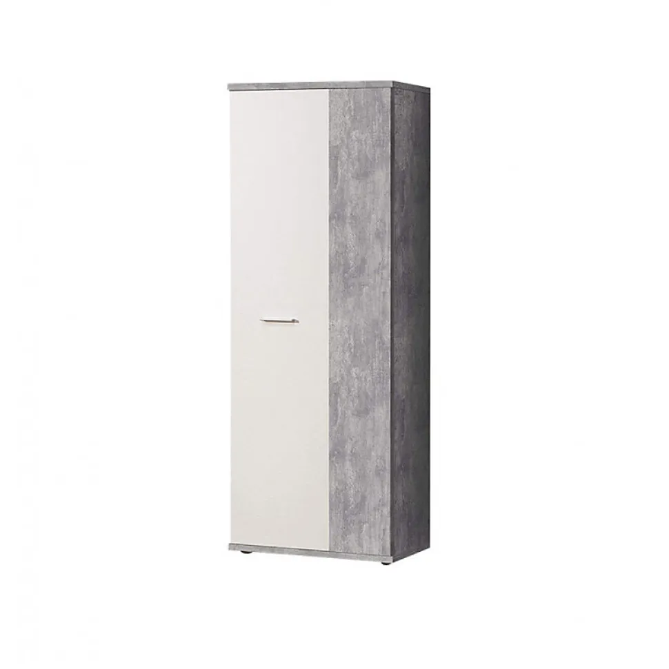Meuble à chaussure 2 portes décor béton et blanc - CLASS