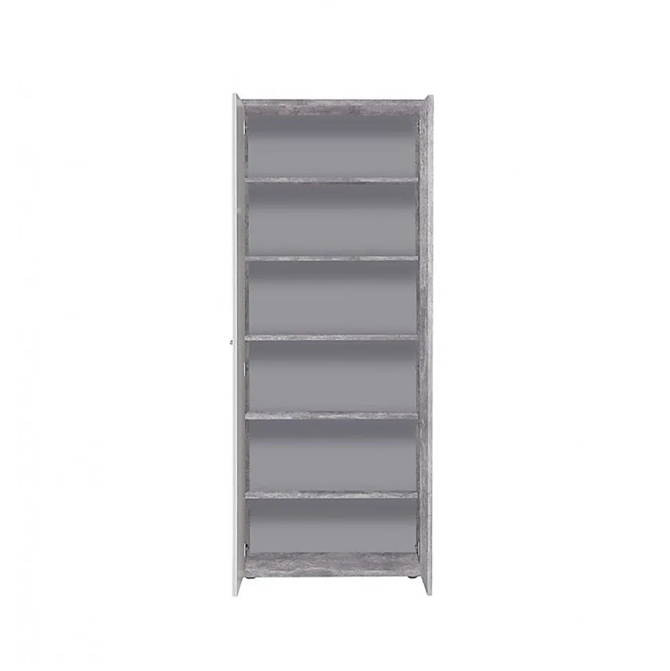 Meuble à chaussure 2 portes décor béton et blanc - CLASS