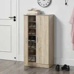 Meuble à Chaussure avec 7 Surfaces de Stockage 108 x 55 x 35 cm Effet Chêne en.casa