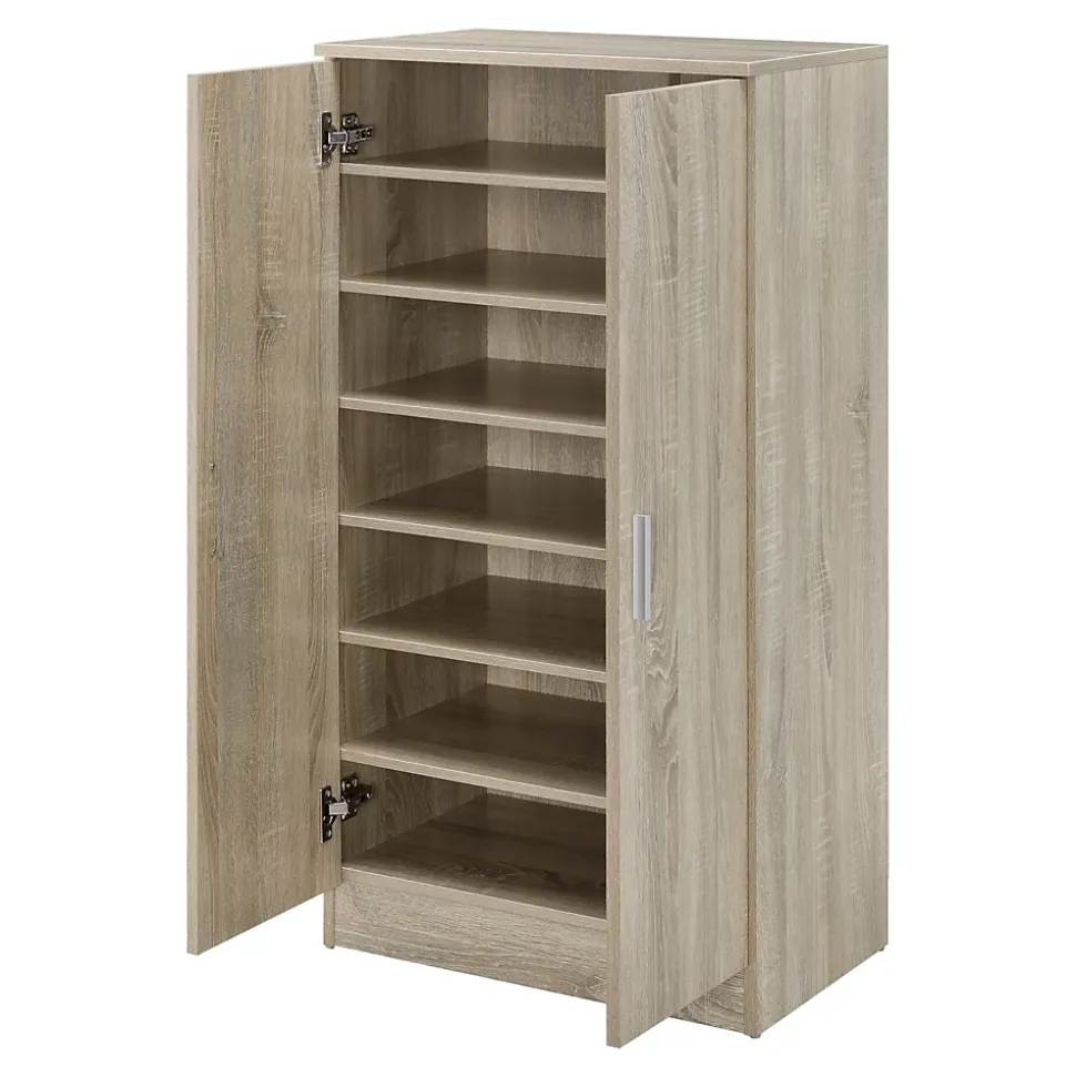 Meuble à Chaussure avec 7 Surfaces de Stockage 108 x 55 x 35 cm Effet Chêne en.casa