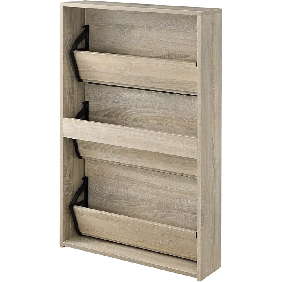 Meuble à Chaussure Lund Miroir 103 x 63 x 17cm Effet Chêne en.casa