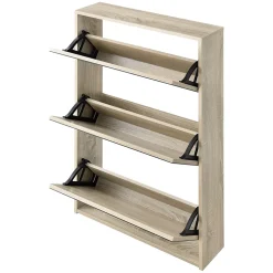 Meuble à Chaussure Lund Miroir 103 x 63 x 17cm Effet Chêne en.casa