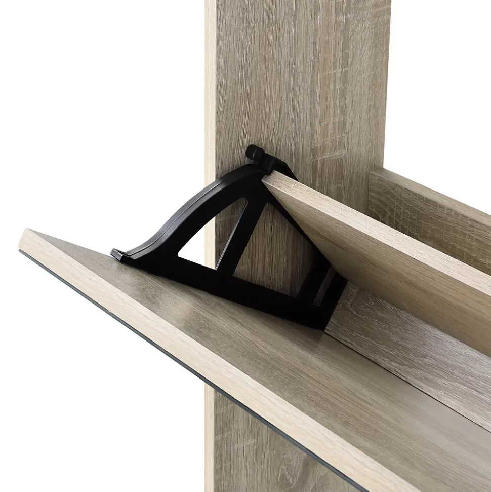 Meuble à Chaussure Lund Miroir 103 x 63 x 17cm Effet Chêne en.casa
