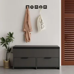 Meuble à chaussures - 4 rangements - noir - POLI