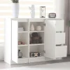 Meuble à chaussures 120 cm moderne blanc avec étagère réglable et charnières amorties, grand rangement