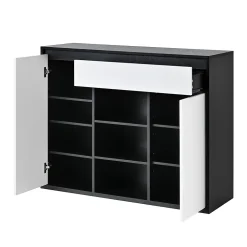 Meuble à Chaussures - Meuble entrée avec Étagères Ajustables et Grande Capacité - Noir et Blanc - 105x39,5x86 cm